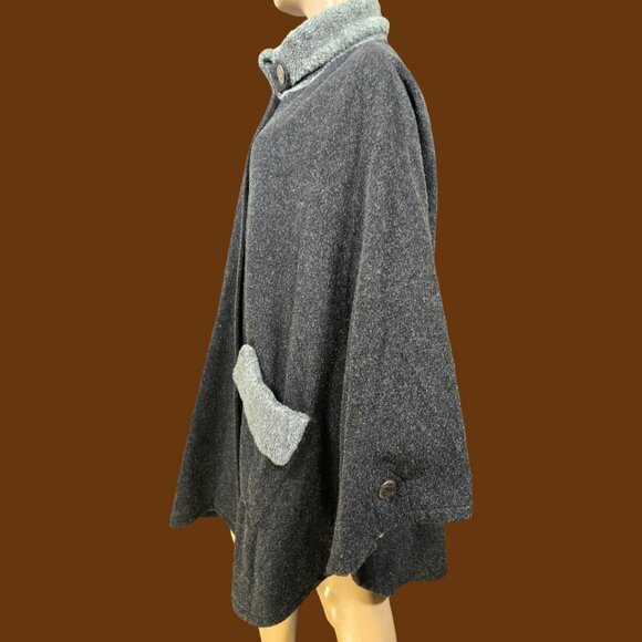 Vintage Steinbock Cape Coat Womens Gray Austrian Wool One Size cloak Poncho - Picture 5 of 9
